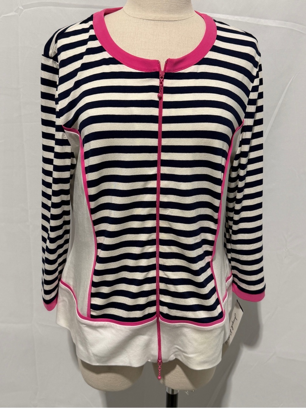 NWT Joseph Ribkoff Striped Zip Up Jacket, US 14